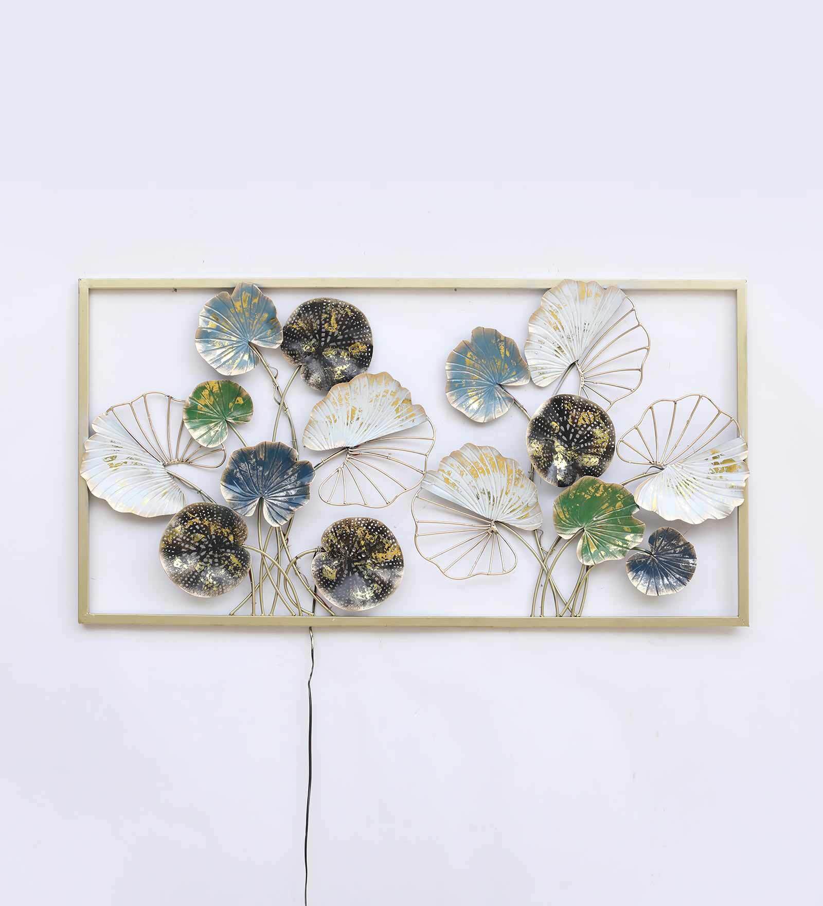 Golden Lotus Leaf LED Wall Art