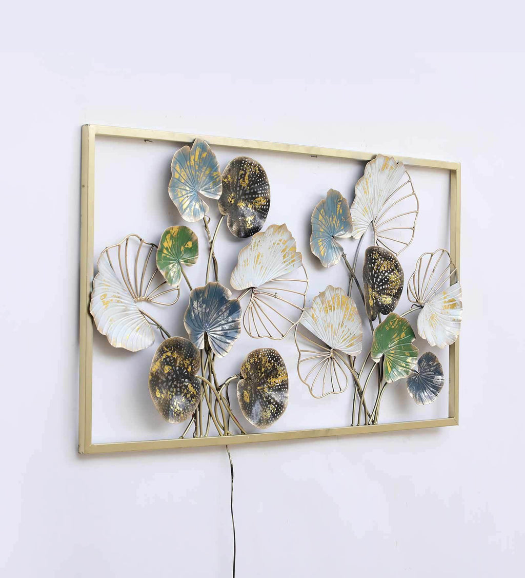 Golden Lotus Leaf LED Wall Art