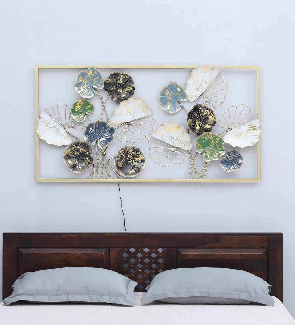 Golden Lotus Leaf LED Wall Art