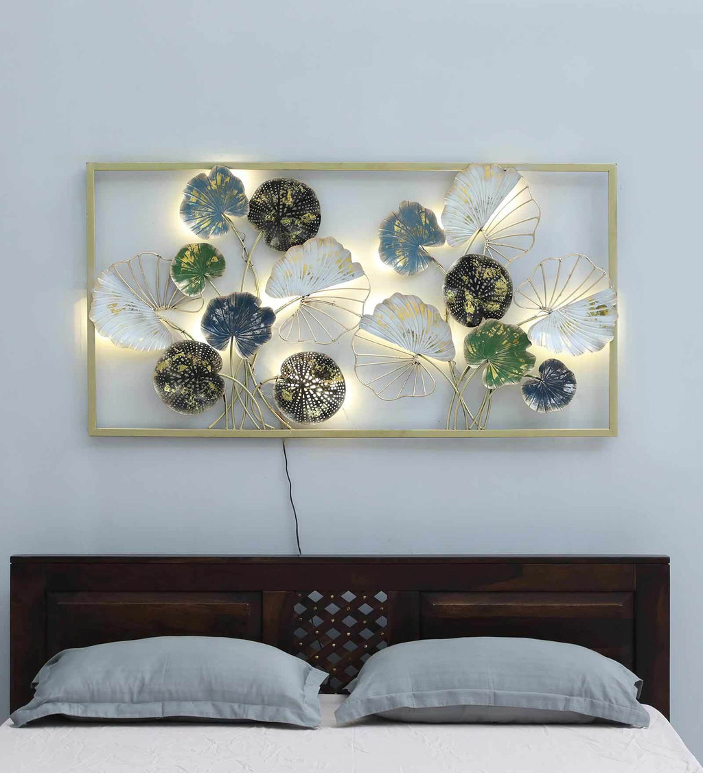 Golden Lotus Leaf LED Wall Art