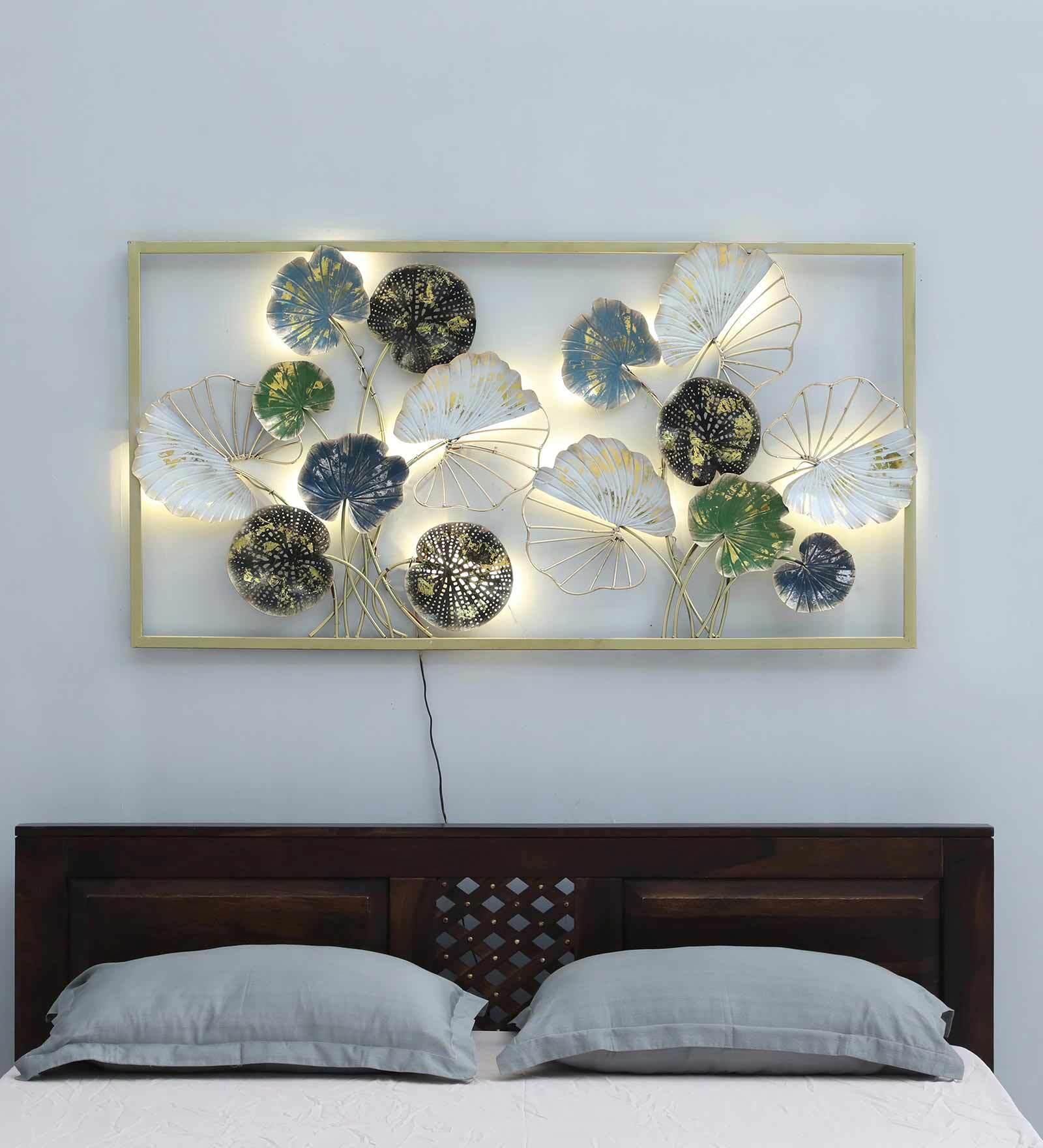 Golden Lotus Leaf LED Wall Art