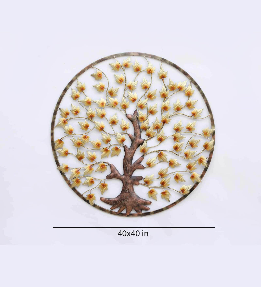 Golden Tree of Life Metal Wall Art with LED Light (40x40 inches)
