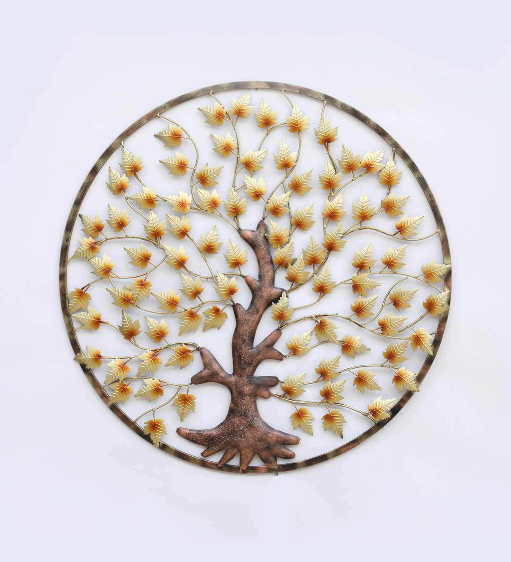 Golden Tree of Life Metal Wall Art with LED Light (40x40 inches)