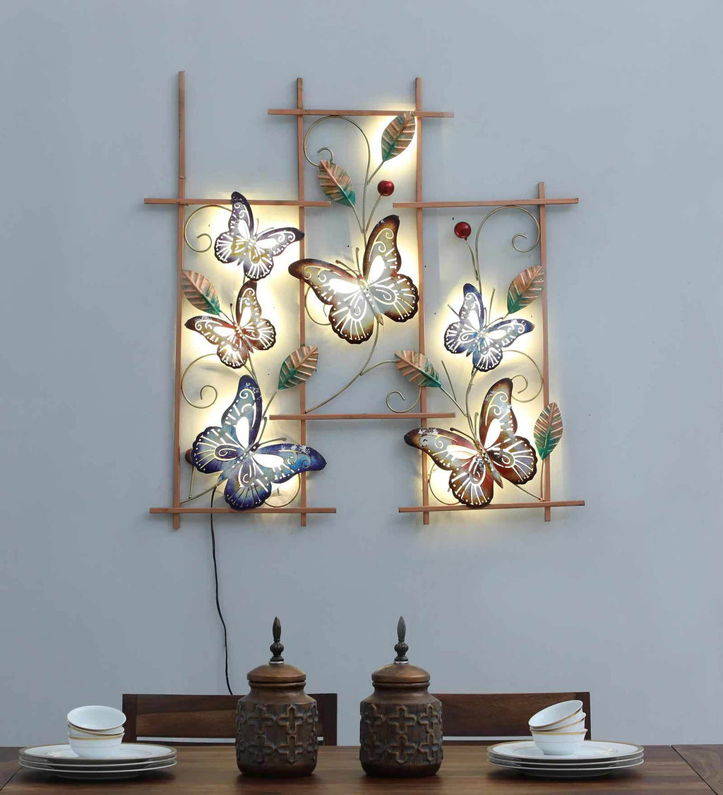 Illuminated Butterfly Harmony Metal Wall Art