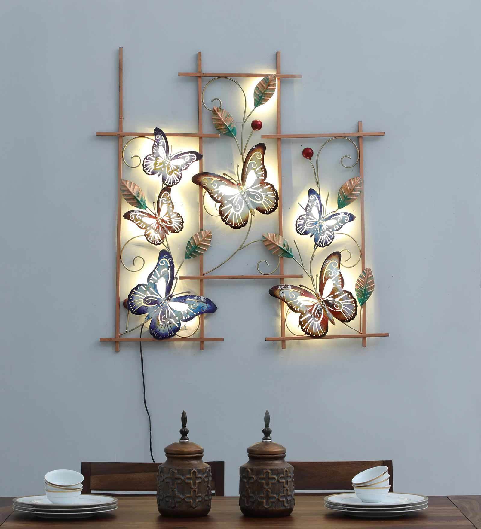 Illuminated Butterfly Harmony Metal Wall Art