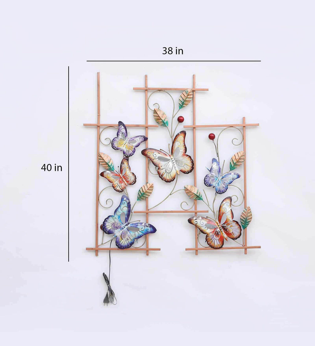 Illuminated Butterfly Harmony Metal Wall Art