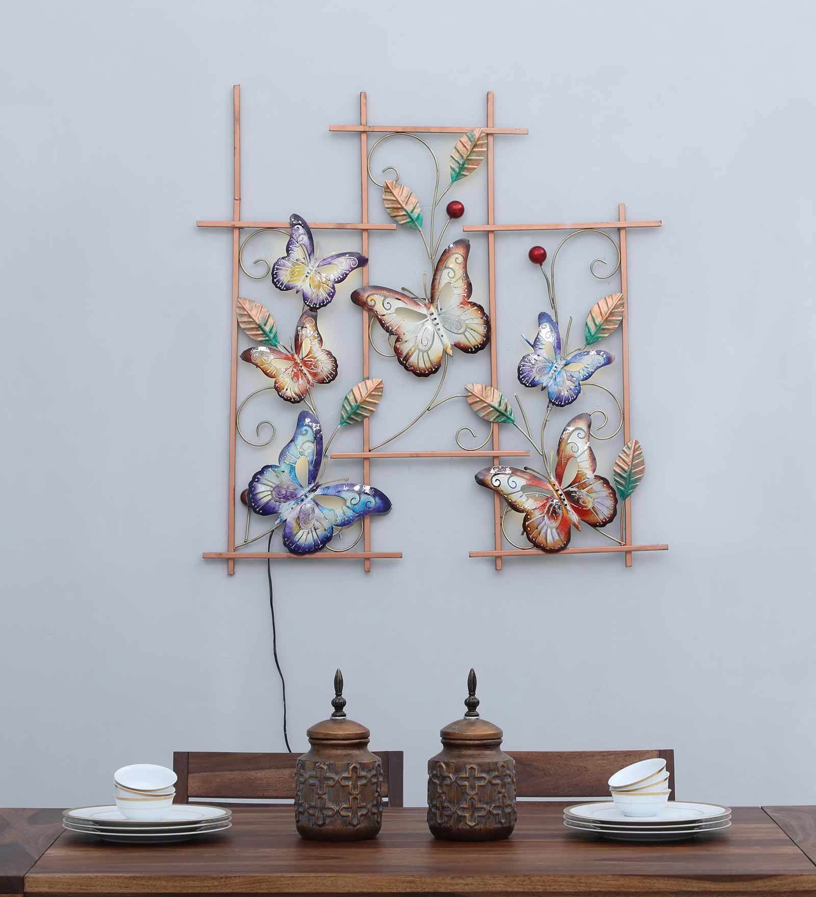 Illuminated Butterfly Harmony Metal Wall Art