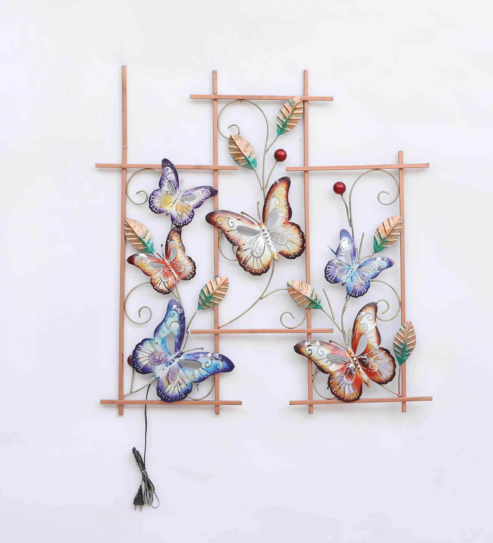 Illuminated Butterfly Harmony Metal Wall Art