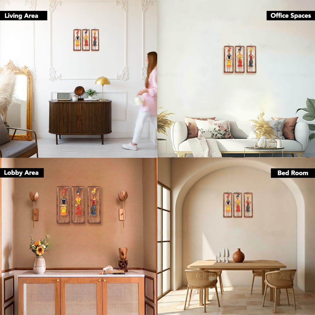 Handcrafted Rajasthani Musician Wall Frame Set – Traditional Folk Art (Set of 3)