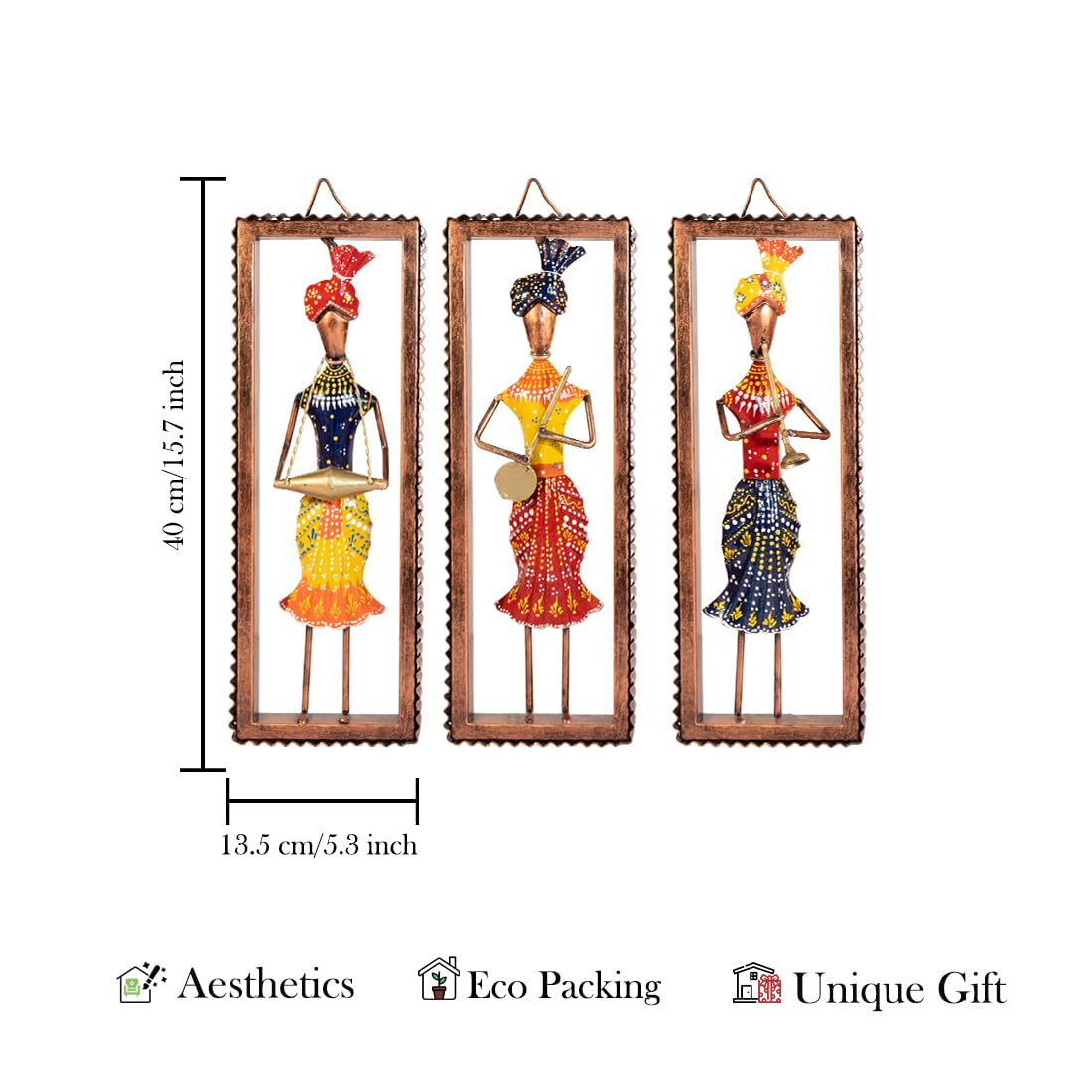 Handcrafted Rajasthani Musician Wall Frame Set – Traditional Folk Art (Set of 3)