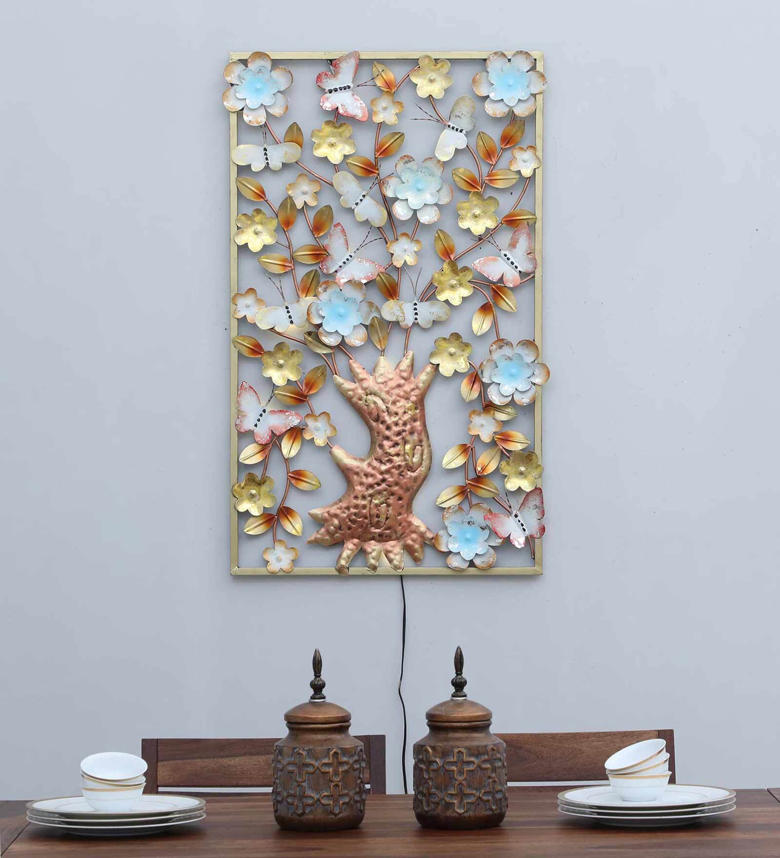 Blooming Tree Metal Wall Art with LED Lights