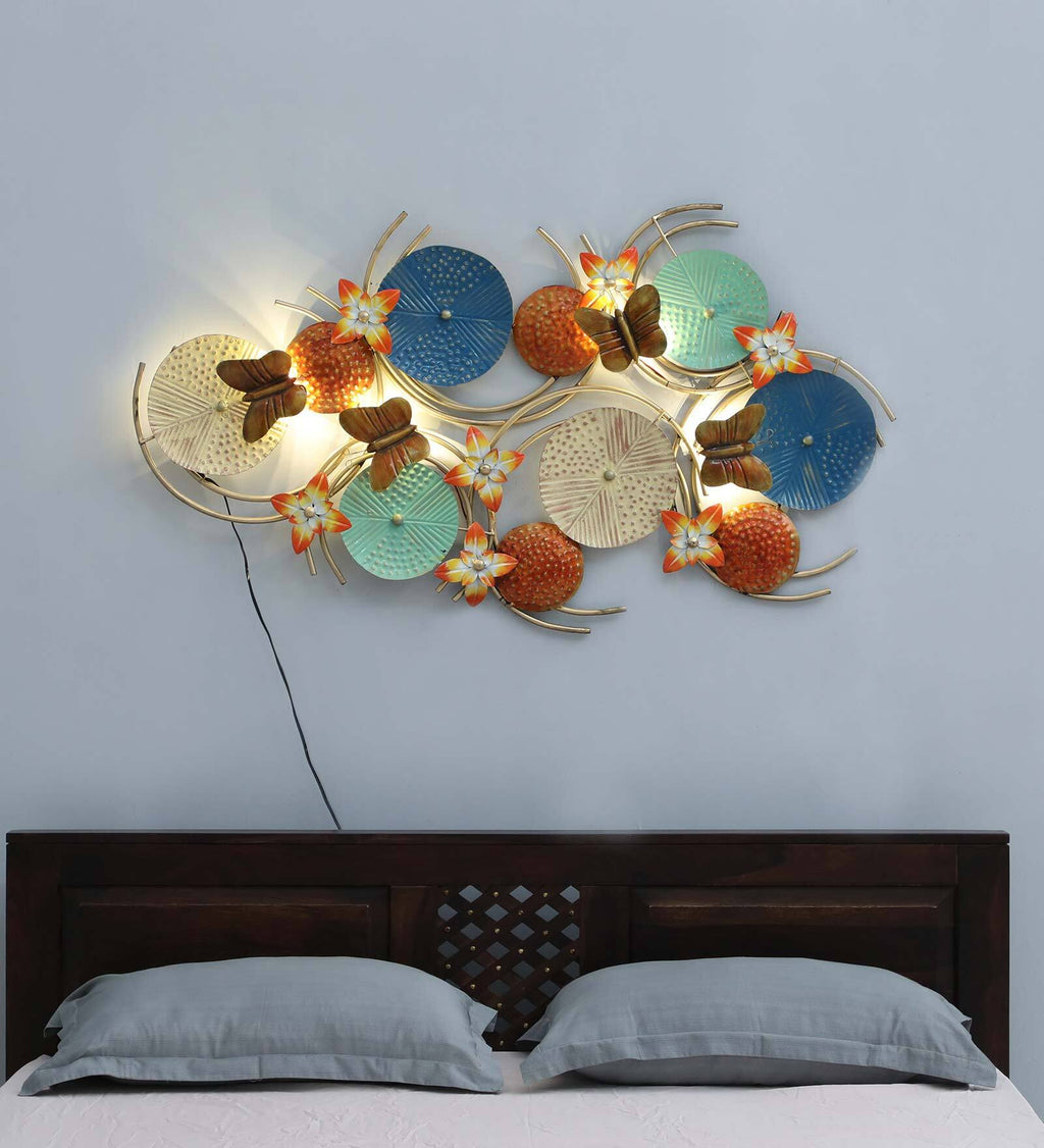 Vibrant Floral Harmony Metal Wall Art with LED Light