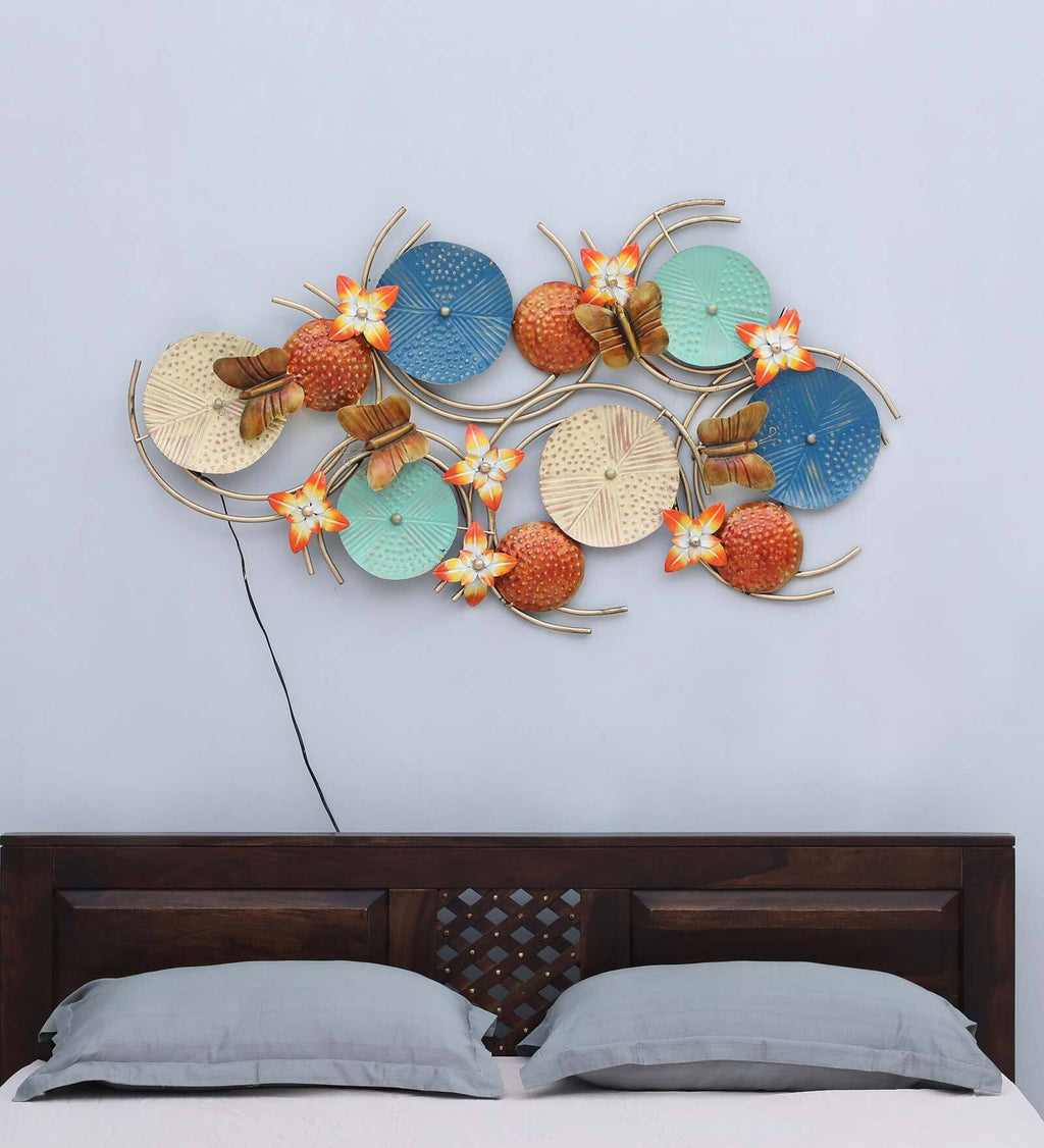 Vibrant Floral Harmony Metal Wall Art with LED Light