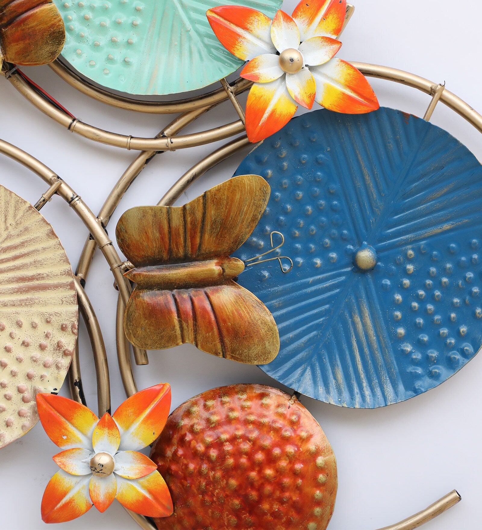 Vibrant Floral Harmony Metal Wall Art with LED Light