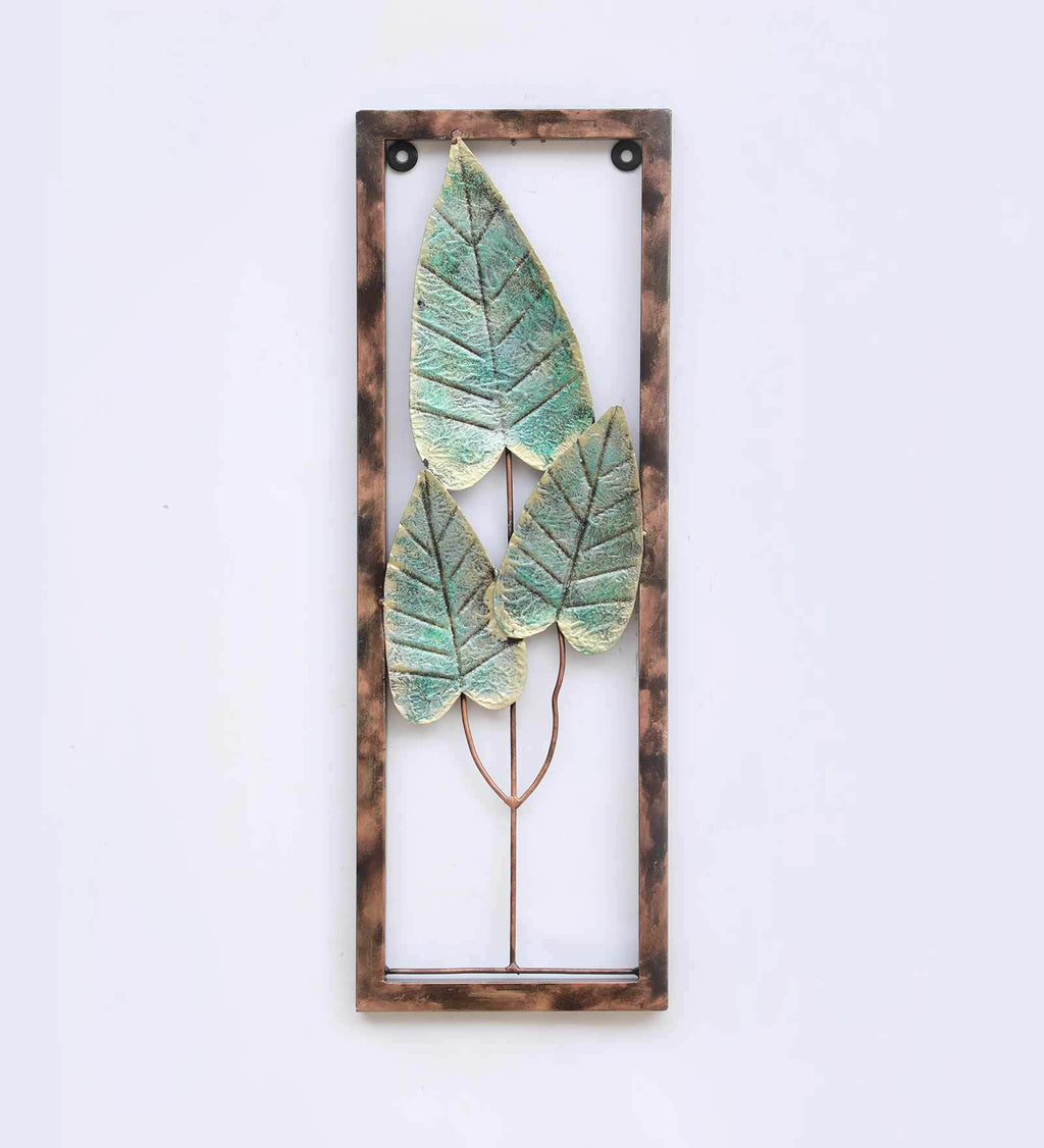 Elegant Green Leaf Metal Wall Art (31 x 11 Inch)