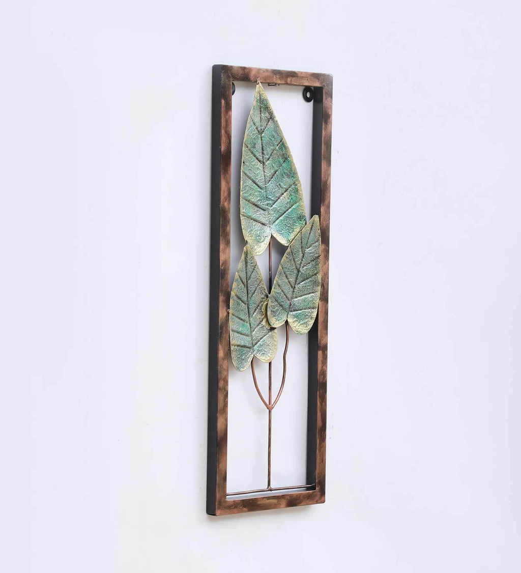 Elegant Green Leaf Metal Wall Art (31 x 11 Inch)