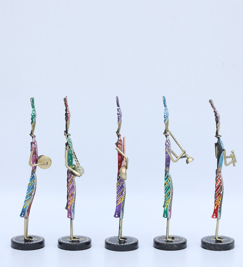 Colorful Rajasthani Musician Set – Handcrafted Metal Figurines (Set of 5)