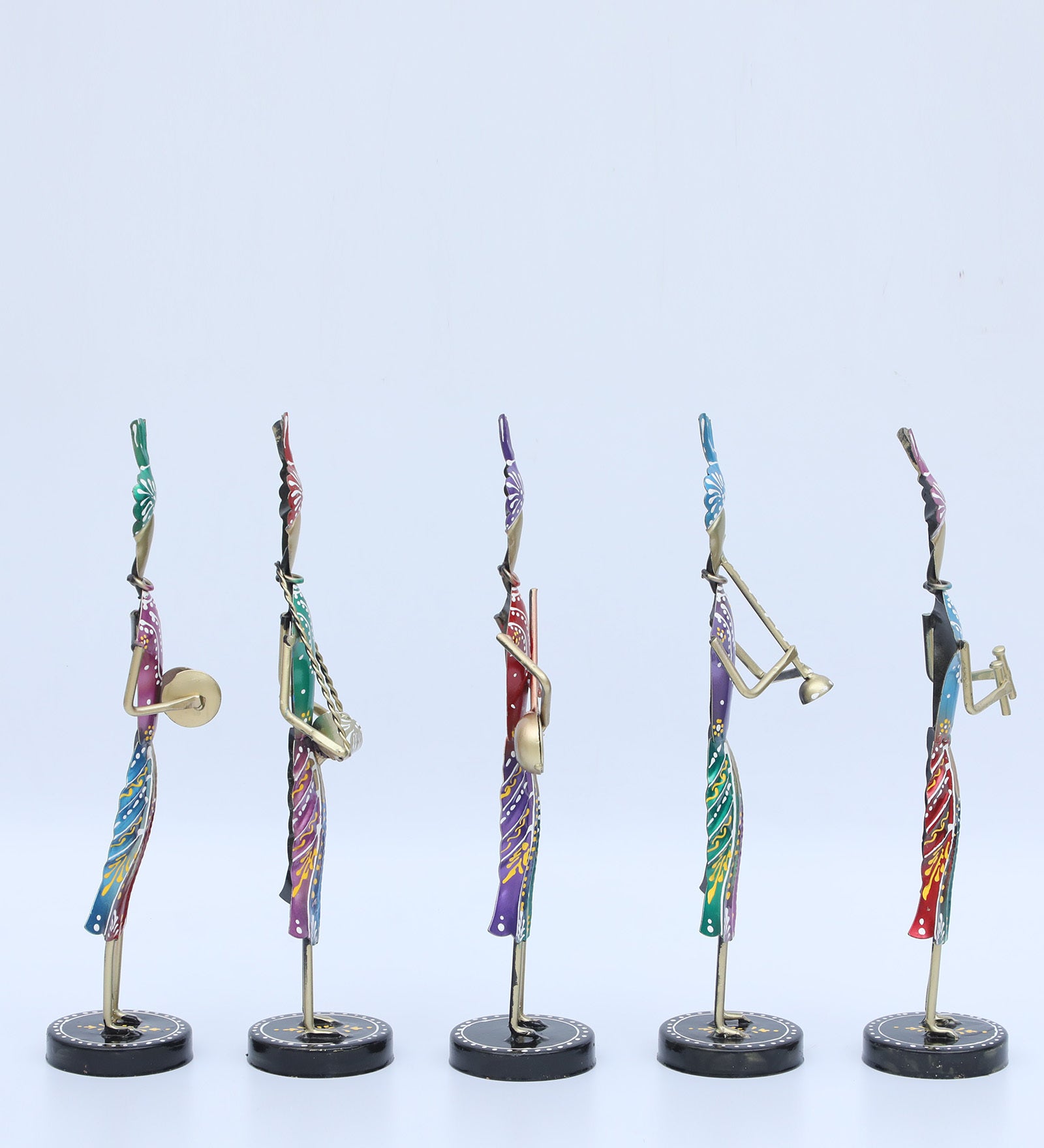Colorful Rajasthani Musician Set – Handcrafted Metal Figurines (Set of 5)