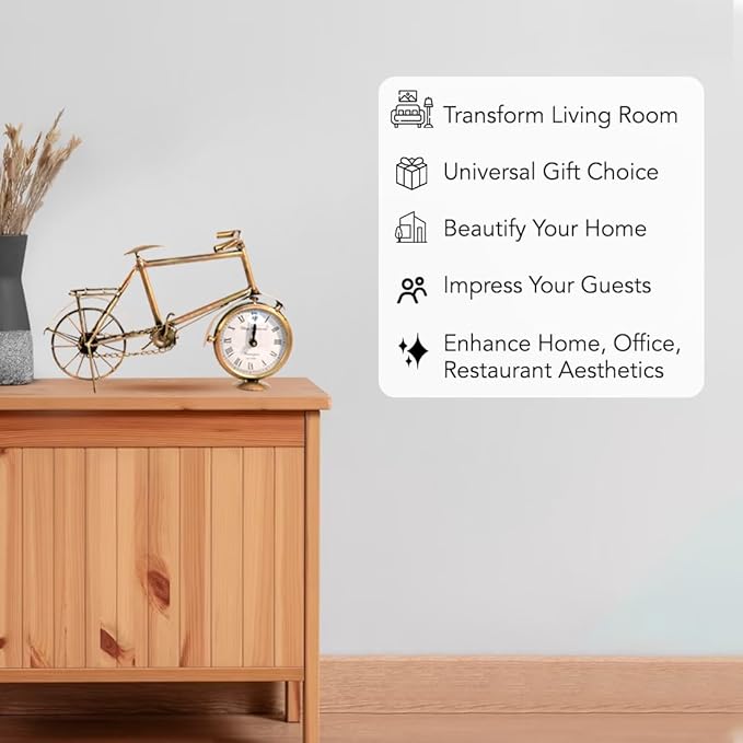 Vintage Bicycle Metal Table Clock