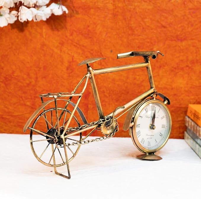 Vintage Bicycle Metal Table Clock