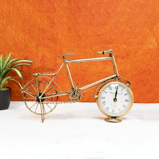 Vintage Bicycle Metal Table Clock