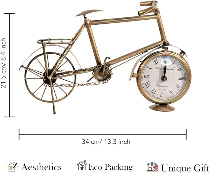 Vintage Bicycle Metal Table Clock