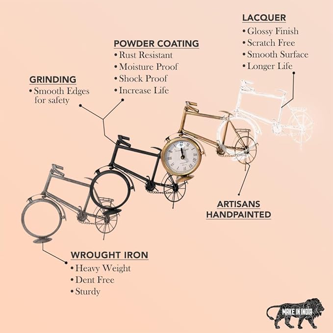 Vintage Bicycle Metal Table Clock