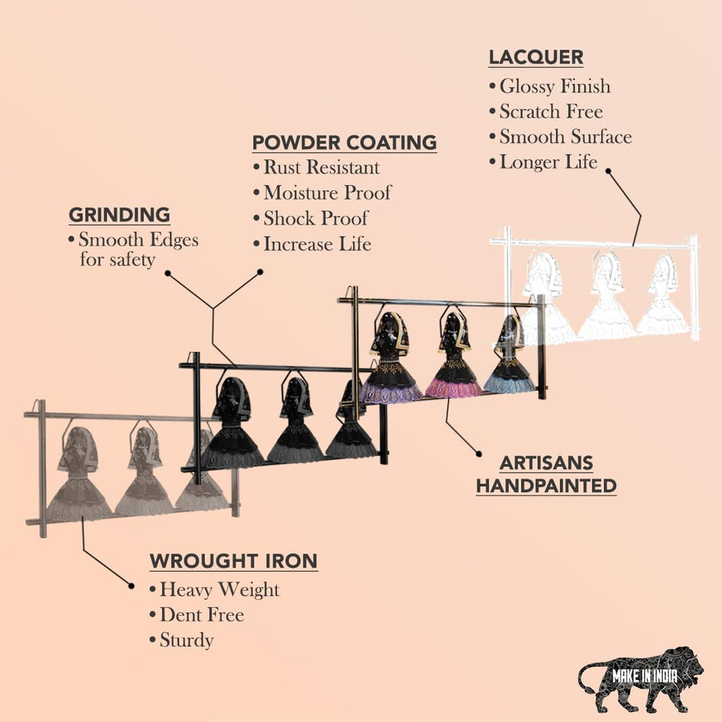 Elegant Rajasthani Women Wall Art – Multicolor Metal Frame