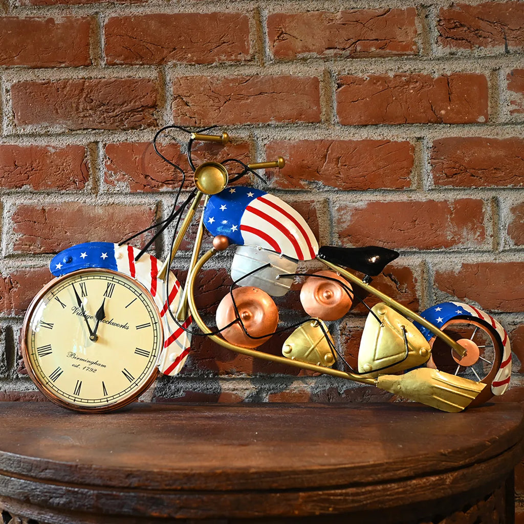 Vintage Motorcycle Metal Wall Clock – Retro Art for Timeless Charm