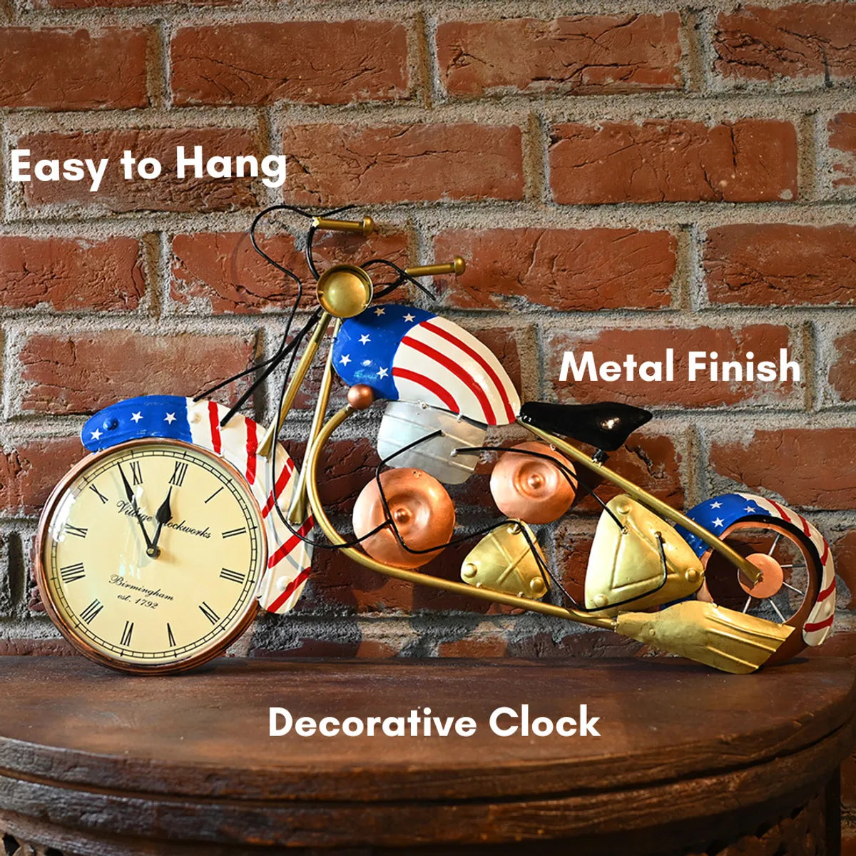 Vintage Motorcycle Metal Wall Clock – Retro Art for Timeless Charm