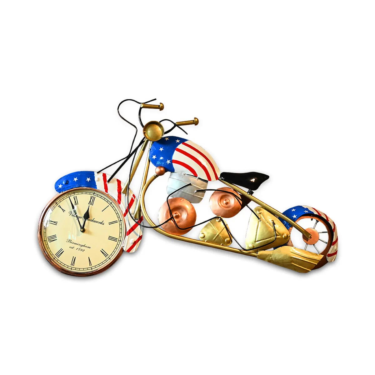 Vintage Motorcycle Metal Wall Clock – Retro Art for Timeless Charm