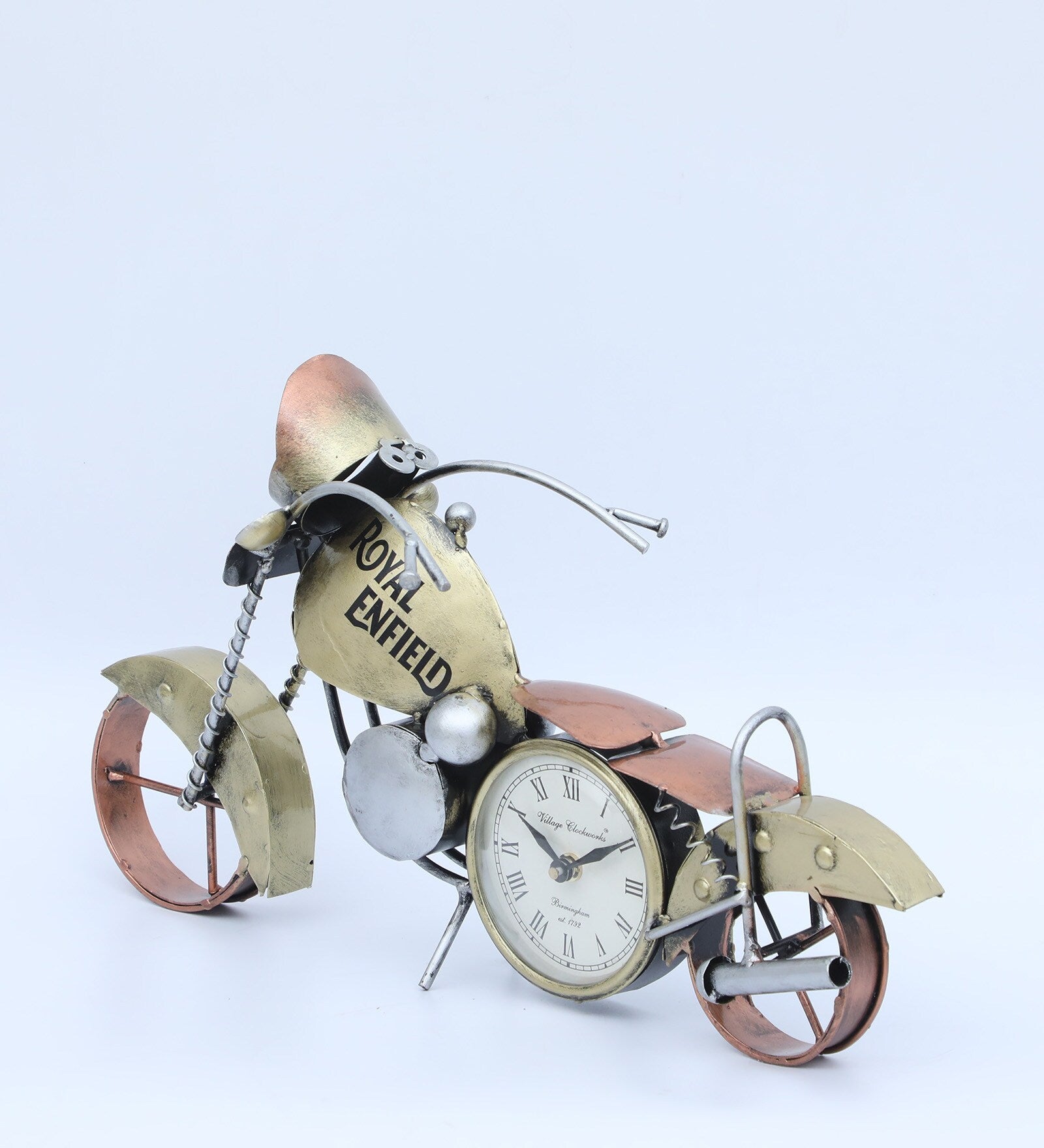 Royal Enfield Metal Bike Clock – Vintage Desk Décor