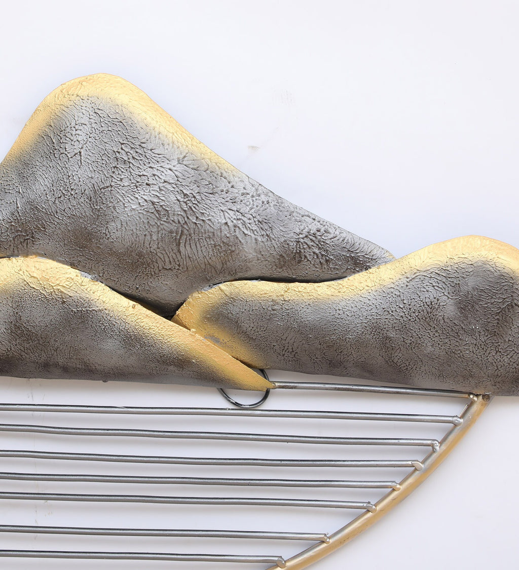 Golden Horizon Metal Wall Art with LED