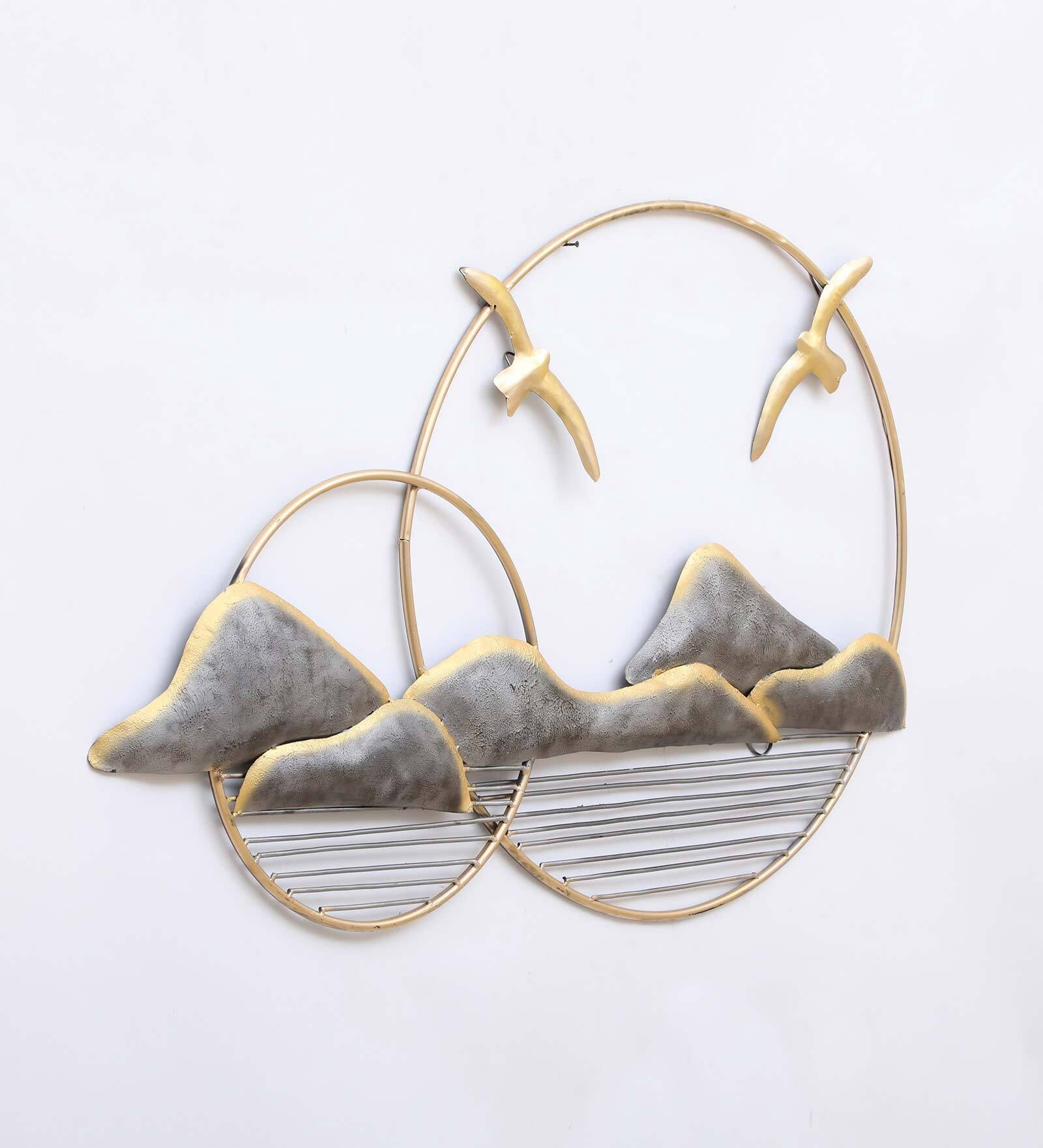 Golden Horizon Metal Wall Art with LED