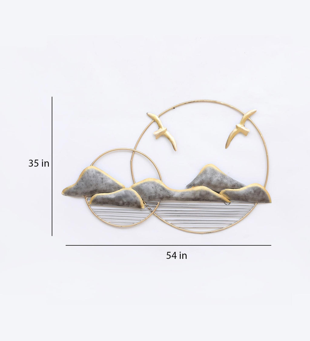 Golden Horizon Metal Wall Art with LED