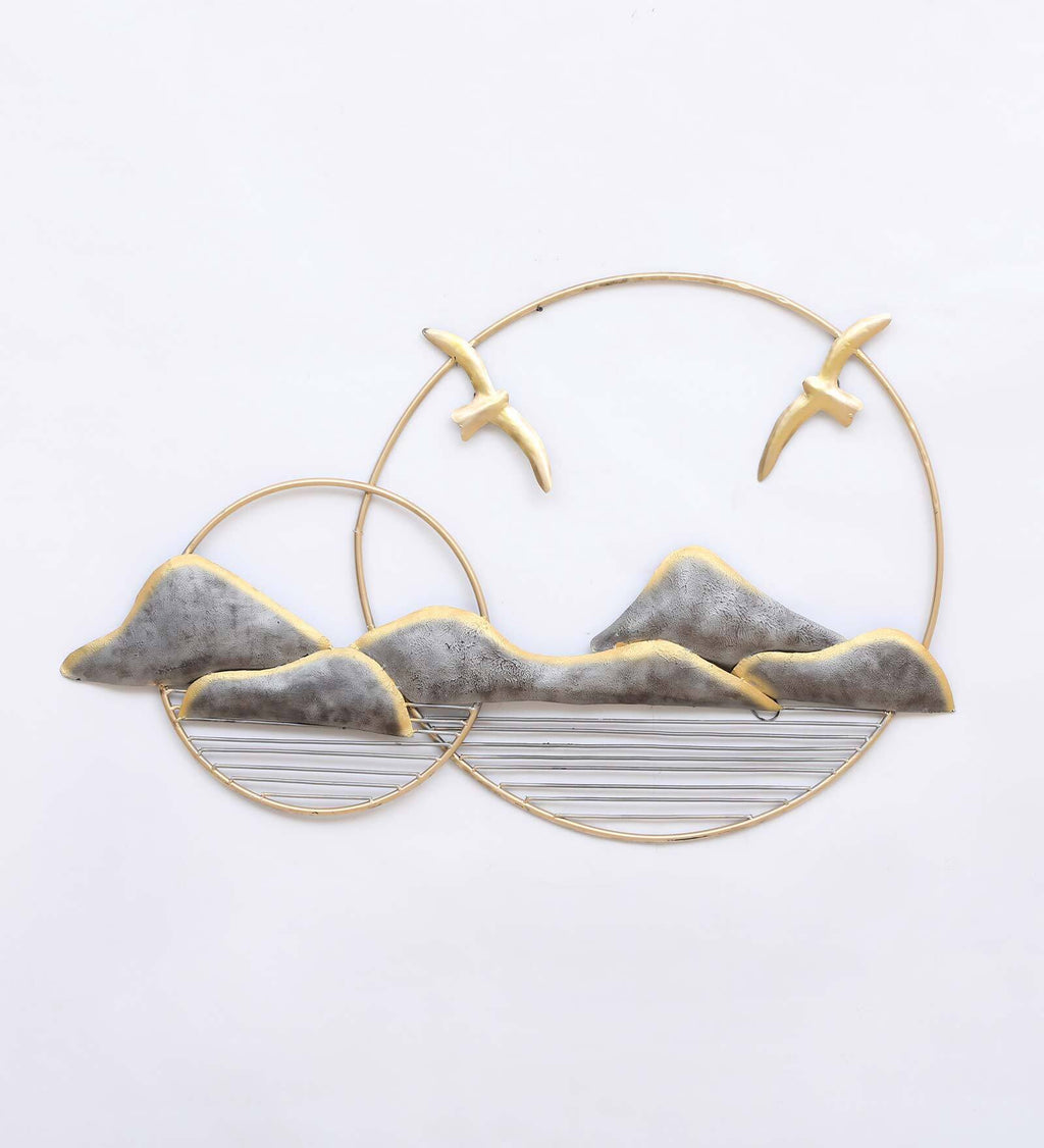 Golden Horizon Metal Wall Art with LED