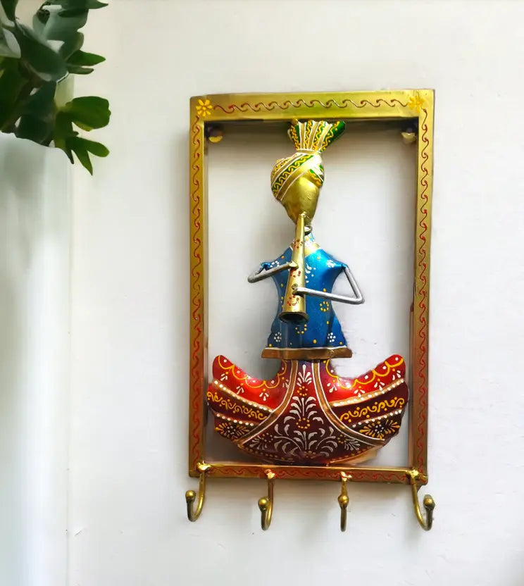 Rajasthani Musician Wall Hook – Handcrafted Metal Art