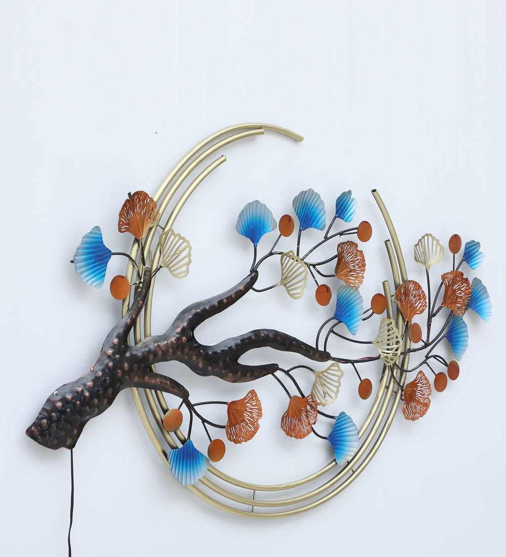 Golden Tree Metal Wall Art with LED Backlight (51 x 30 Inches)