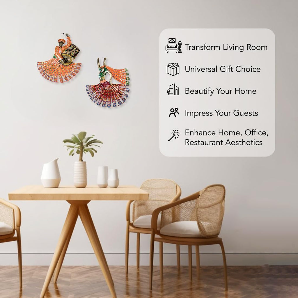 Traditional Rajasthani Dancer and Drummer Wall Art Set