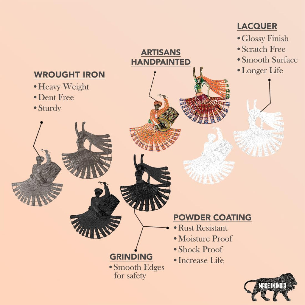 Traditional Rajasthani Dancer and Drummer Wall Art Set