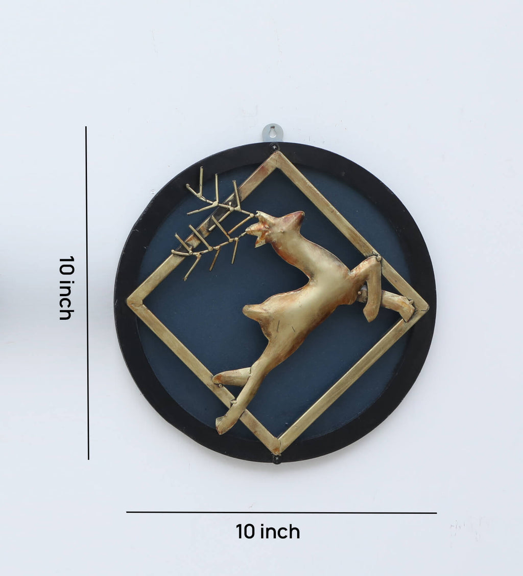 Golden Deer Metal Wall Art Panel – Set of 3