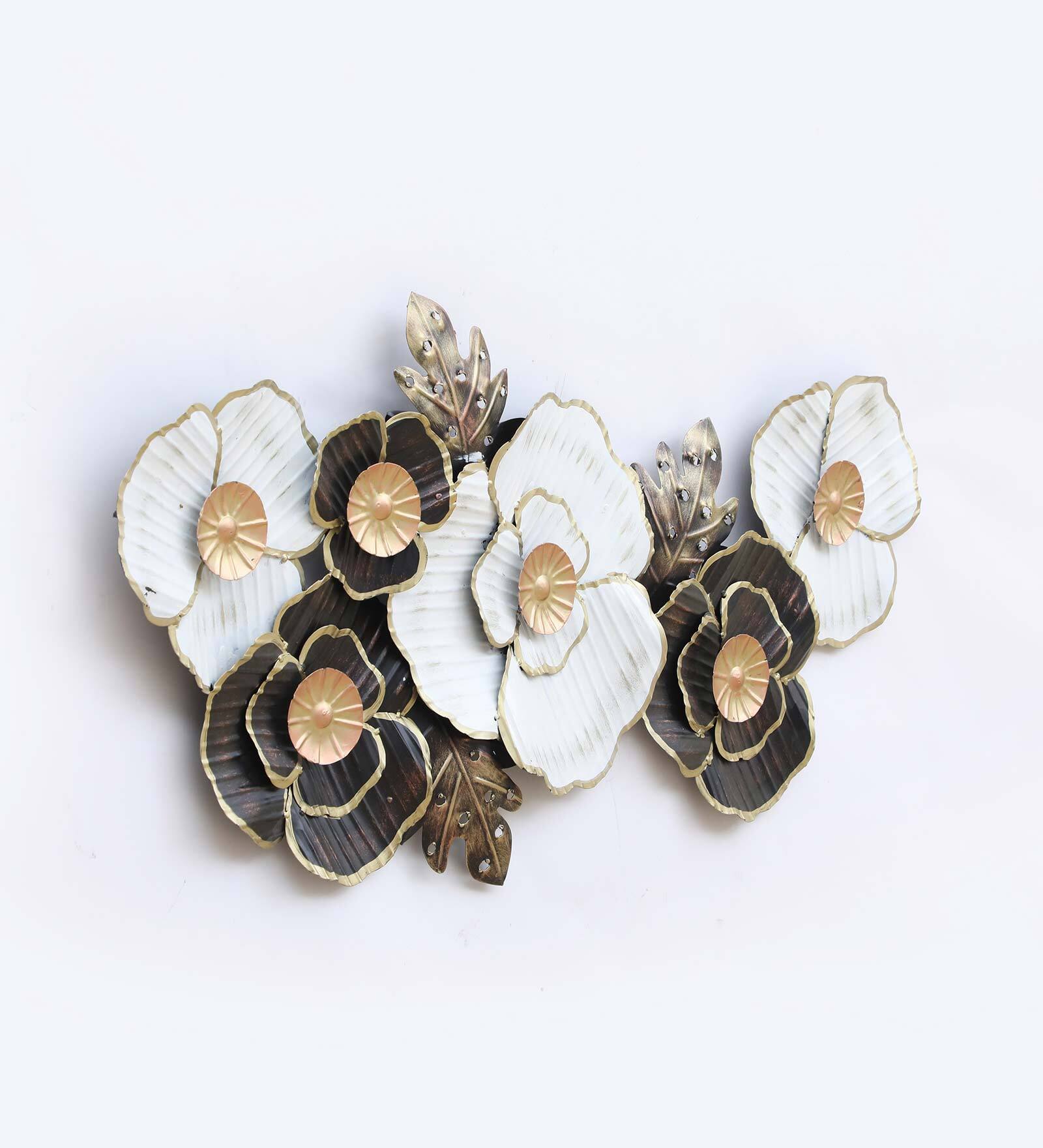 Elegant Monochrome Floral Metal Wall Art Black and white