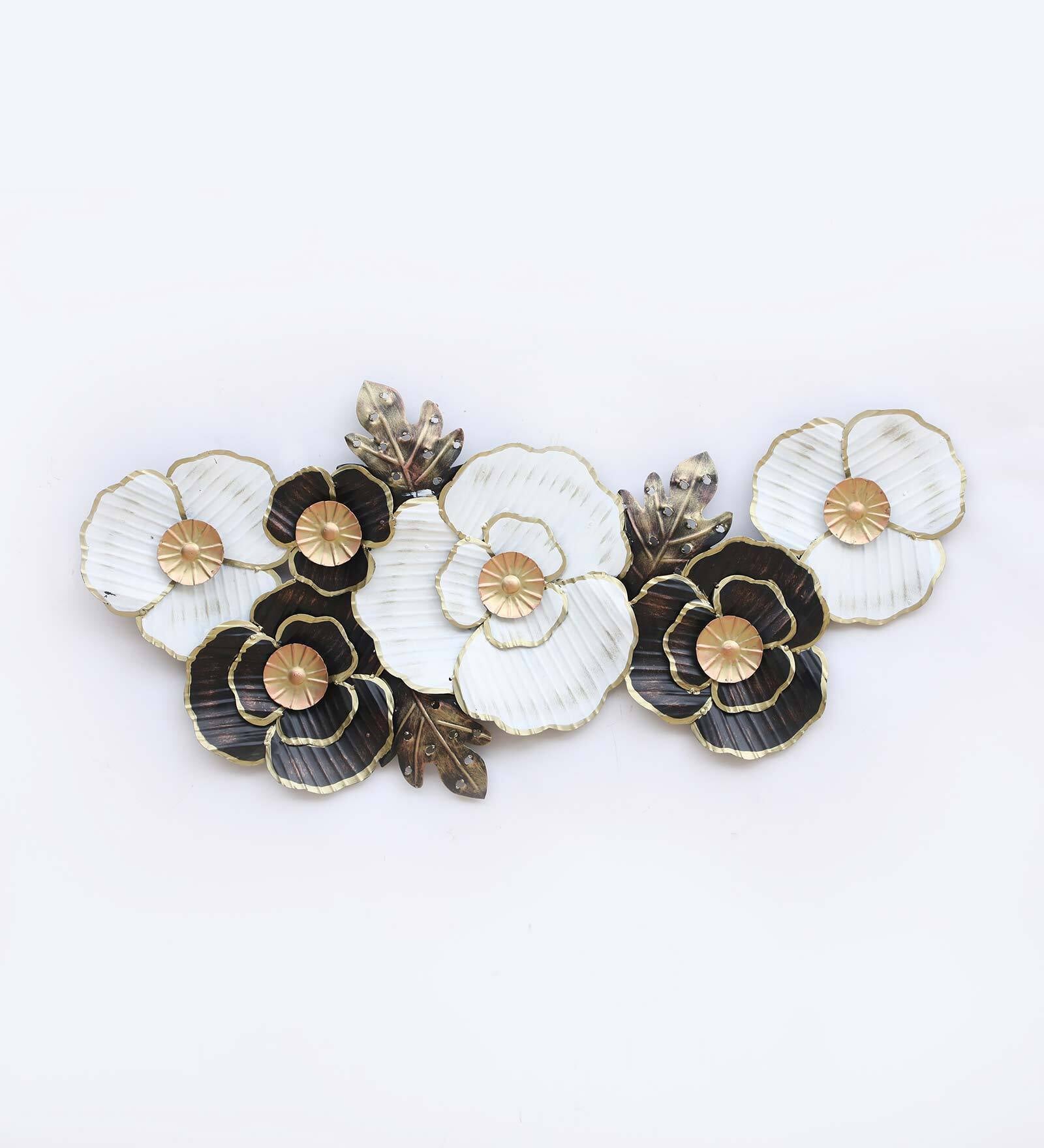 Elegant Monochrome Floral Metal Wall Art Black and white